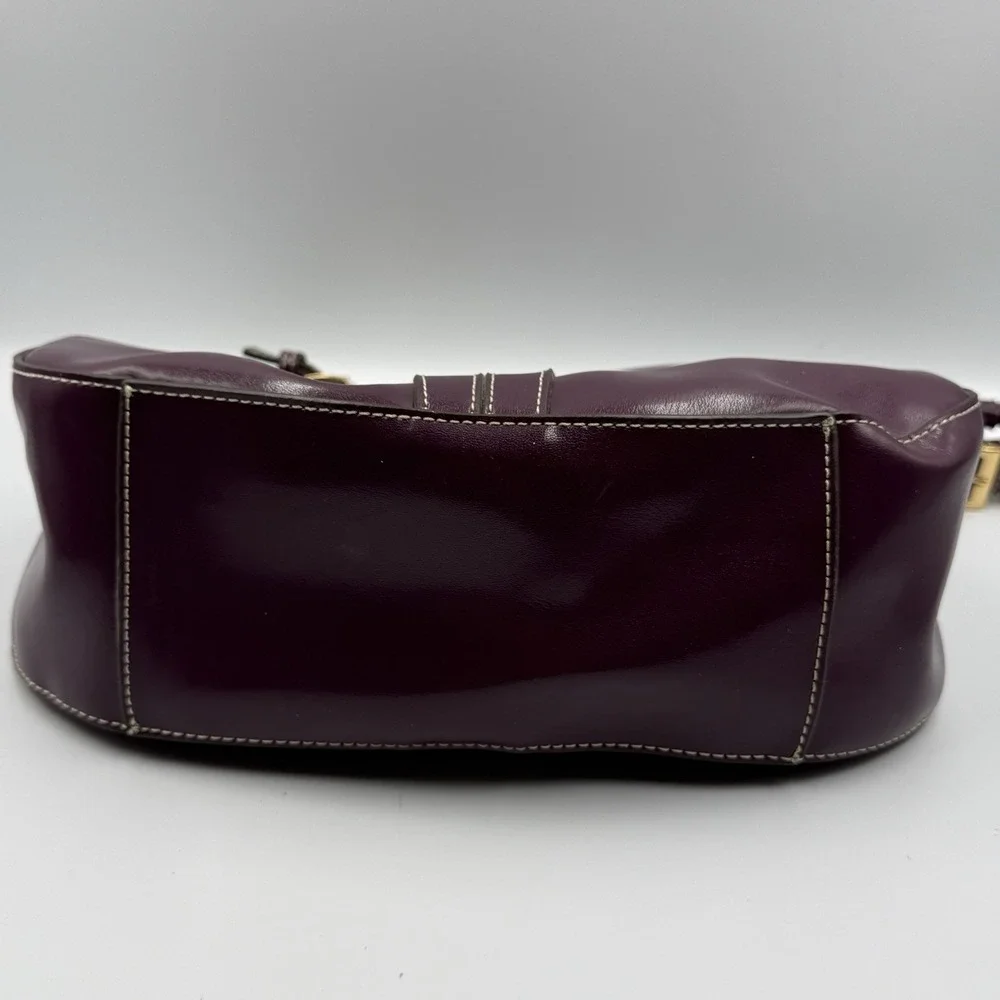 Mondani New York Purple Leather Shoulder Bag Y2K Zip Pocket Purse‎